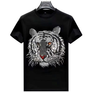 T-shirt Homme Confortable en Coton Tricoté 100% avec Strass, Manches Courtes, Couleur Unie, Nouvelle Collection, Respirant, Prix de Gros Personnalisé - Product Image 2