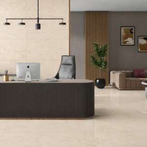 กระเบื้องพอร์ซเลน Lumora Crema ขนาด 600x1200 มม. ผิวขัดเงา ลายหินอ่อน กันลื่น สำหรับปูพื้นและผนังห้องน้ำ ห้องครัว ห้องนั่งเล่น - Product Image 1