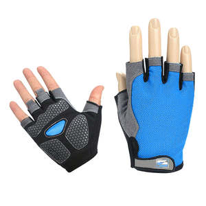 Gants de cyclisme robustes et de haute qualité en cuir synthétique réglables pour hommes et femmes, demi-doigts, rembourrés, pour VTT et route - Product Image 3
