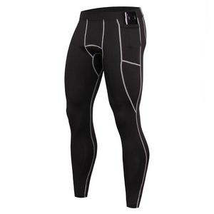 Men's Black Full Length Compression Pants High Waist Seamless Four-Way Stretch Contrast Stitch <b>Yoga</b> <b>Leggings</b> - Product Image 6