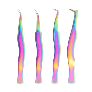Pinces à cils antistatiques arc-en-ciel, pinces professionnelles pour extensions de cils, pinces à cils en acier inoxydable - Product Image 2