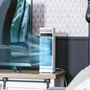 พัดลมตั้งโต๊ะแบบส่ายขนาด 14 นิ้ว พัดลมตั้งพื้นแบบตั้งโต๊ะพร้อม 3 ระดับความเร็วและตัวตั้งเวลา - Product Image 2