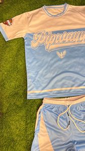 Conjunto de camiseta y pantalones cortos de sublimación a la moda, de manga corta, de poliéster, para verano, conjunto de 2 piezas. - Product Image 2