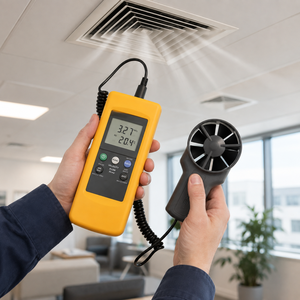 Anémomètre à ailettes numérique |   Mètre portable de vitesse et de température du vent pour le test de flux d'air, outil de surveillance de la ventilation et du système CVC - Product Image 3