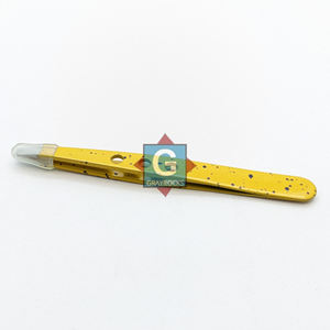 Pince à épiler jaune à pointe inclinée en acier inoxydable pour sourcils - Product Image 2