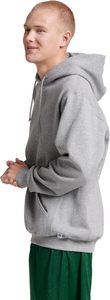 Sudadera con Capucha Premium Unisex de Felpa de Algodón Grueso Color Gris Jaspeado con Cuello en V y Bolsillo Canguro - Product Image 3
