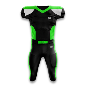 Custom Men's Black Green American Football Jersey Short Sleeve V-<b>Neck</b> Moisture Wicking Fitted Sport Apparel - Product Image 1