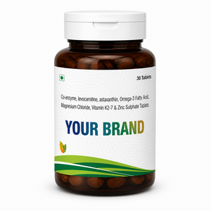 Comprimés de Coenzyme Q10, Lévocarnitine, Astaxanthine, Oméga 3, Magnésium et Zinc sous Marque Blanche pour le Soutien de la Bien-être Herbal - Product Image 1