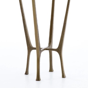 Mesa de Bar Redonda Artística con Acentos Decorativos, Marco Texturizado, Tapa de Vidrio, Base Escultural, Diseño Compacto, Construcción Duradera para Decoración Moderna del Hogar - Product Image 5