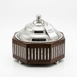 Modern Vertical Striped Shell Inlay <b>Insulated</b> Induction Cooker Ready Food Warmer Hotpot Set Stainless Steel Lid Buffet Server - Product Image 1
