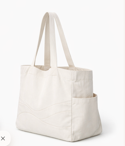 Sacs fourre-tout publicitaires pliables en toile de coton personnalisés avec motif brodé pour femmes, sacs de plage et de shopping à bandoulière - Product Image 4