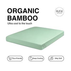 Juego de Sábanas Ajustables de Bambú Orgánico RUNA, Sedosas, Suaves, Ecológicas, Refrescantes, para Todas las Estaciones, Color Verde Menta Liso - Product Image 1