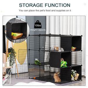 Recinto per Animali Domestici Fai-da-Te con Motivo Solido, Recinzione per Piccoli Animali con Porta e Ripiano Portaoggetti, Gabbia in Plastica per Gattini e Coniglietti, per Uso in Soggiorno - Product Image 6