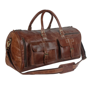 Best Selling Products Indian Vintage Handmade Genuine Goat <b>Leather</b> <b>Duffle</b> Travel <b>Bag</b> for Sale - Product Image 3