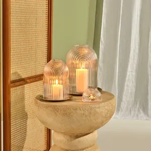 Tapered Hurricane Candleholder Set Natural Wood Handmade with Gold Base for Christmas Home Decoration - Product Image 6