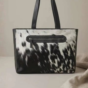 Bolso Tote de Cuero Genuino de Lujo al por Mayor, con Pelo de Vaca, Cierre Abierto, Bordado, para Mujer, Verano-Otoño, LHTB-0032 - Product Image 1