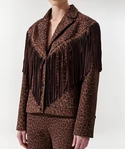 Chaqueta Personalizada Informal de Otoño Invierno, Transpirable, de Manga Larga, de Terciopelo de 850g, con Estampado de Leopardo, para Mamá e Hija, con Borlas - Product Image 5