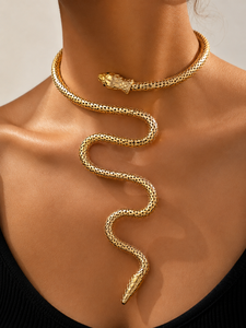 Collar de Serpiente de Lujo Chapado en Oro de Latón, Gargantilla de Serpiente, Joyería de Moda para Mujer, Regalo Elegante - Product Image 5