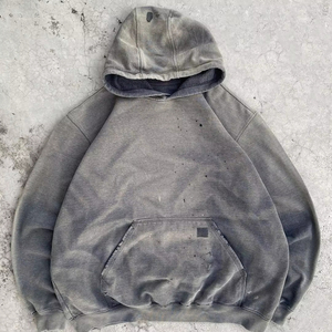 ACID WASH PLAIN <b>500</b> <b>GSM</b> <b>HOODIE</b> | OVERSIZED HEAVYWEIGHT FLEECE SWEATSHIRT OEM CUSTOM WHOLESALE MANUFACTURER SUPPLIER - Product Image 2