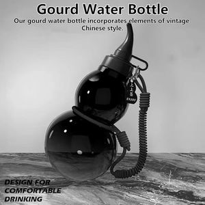 Borraccia Sportiva in Tritan a Forma di Zucca con Cinghia/Adesivi per Viaggi e Palestra, Design Retrò Cinese - Product Image 2