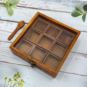 Stylish Wooden Masala Dabba For Modern Kitchen Decor With Useful Compartments And <b>Storage</b> Capacity - Product Image 6