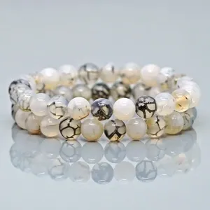 Pulsera Elástica de Cuentas de Ágata Natural Vena de Dragón de 8mm, Lisas y Redondas, Grado AA, Joyería Curativa al por Mayor - Product Image 3