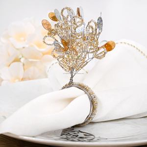 Vente chaude À La Main Rond De Serviette Fantaisie Perle De Noël Étincelle Conception Papier Bois En Gros En Vrac Quantité Pas Cher Prix Table - Product Image 6