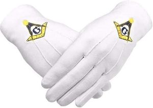 Guantes Masónicos de Caballero Templario con Cruz Nórdica Roja, Bordado a Máquina en Algodón Blanco (2 Pares) (Talla Grande) - Product Image 4