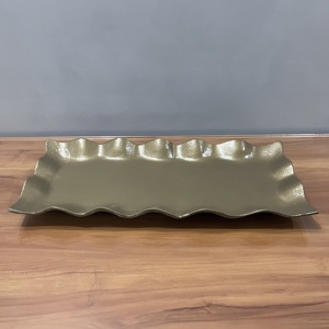 Bandeja Decorativa Moderna para Mesa, de Aluminio con Acabado Dorado, Forma Rectangular, para Sala de Estar - Product Image 2