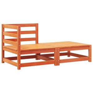 Canapé de patio en bois de pin massif et tissu Oxford, finition cire marron et crème, ensemble de jardin - Product Image 4