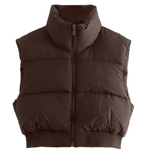 Doudoune matelassée sans manches pour femme, col montant zippé, coupe courte - Product Image 4