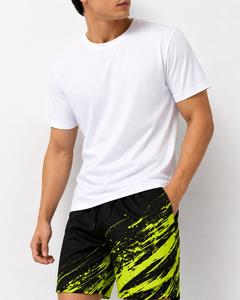 Shorts de sport respirants pour hommes à fermeture éclair, taille mi-haute, séchage rapide, cordon de serrage à la taille, longueur Bermuda, motif uni, tissu tricoté 120g - Product Image 6