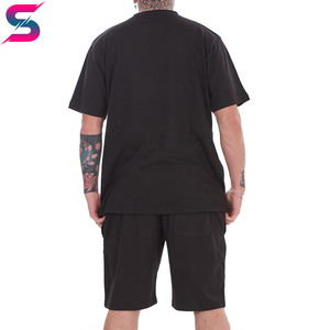 Nouvel Arrivage Ensemble T-shirt et Short Tricoté à Col Rond pour Homme, Lavable en Machine, Décontracté d'Été, Noir et Gris à Blocs de Couleurs - Product Image 4