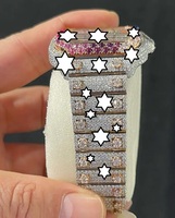 Montre unisexe de luxe en acier inoxydable avec diamants colorés, accents en moissanite, cadran carré en cristal, mouvement mécanique automatique, 20 mm