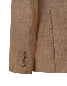 Costume plissé en laine/soie pour homme, sur mesure, costume texturé marron clair pour homme, blazer et pantalon coupe ajustée, vêtements polyvalents pour affaires et mariages - Product Image 3