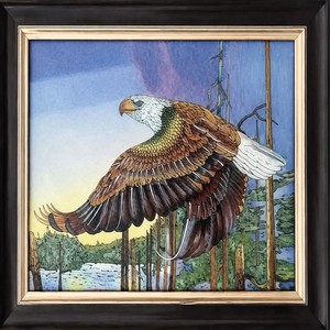 Wholesale <b>Framed</b> Flying Eagle Canvas Art Print Vintage American Wildlife Landscape Painting Modern <b>Framed</b> Wall Decor Painting - Product Image 1