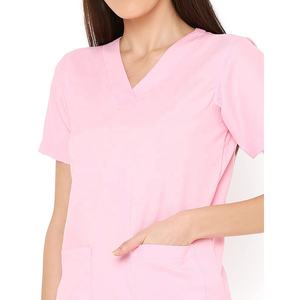 Uniformes hospitaliers d'infirmières de qualité supérieure Ensemble de blouses d'hôpital personnalisées Chemise et pantalon à col en V avec poches Vente en gros OEM disponible - Product Image 3