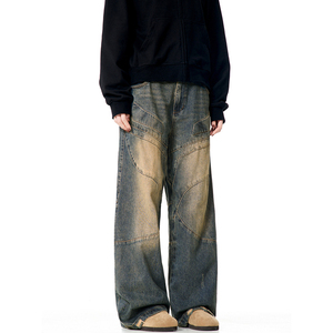 Pantalon cargo classique pour homme, couleur personnalisée, lavage au sable, respirant, écologique, streetwear, 5 poches, jean en denim - Product Image 3