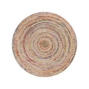Tapis en jute tressé style oriental, motif géométrique multicolore, écologique, à poils ras, adapté aux animaux domestiques, réversible, antidérapant, pour salon - Product Image 1