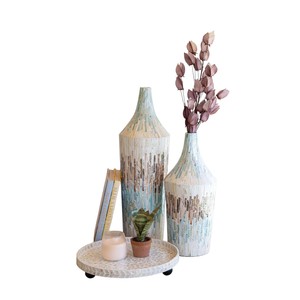 Decorative Mother of Pearl Inlay Vase with Natural Shell <b>Mosaic</b> Custom Design - Product Image 5