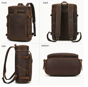 <b>Leather</b> <b>Backpack</b> Brown Multi Pocket Design <b>Men</b> Women Daily Use Travel <b>Backpack</b> unisex <b>leather</b> <b>backpack</b> <b>for</b> casual use large - Product Image 3