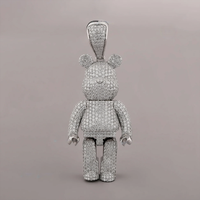 Pendentif Ours Animalier Adorable Plaqué Rhodium Micro-Pavé Diamant, Bijou Thème, Accessoire de Mode Unisexe