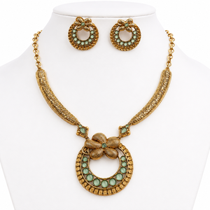 ARTS JEWELS Ensemble Collier et Boucles d'Oreilles Bohème pour Amoureux, en Laiton Élégant, Plaqué Or Antique, Argent Oxydé, Zircon - Product Image 1