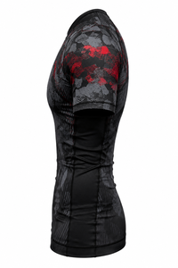T-shirt de compression à manches courtes pour homme Free Fight Industry, imprimé camouflage noir et rouge, séchage rapide, en spandex et polyester - Product Image 3