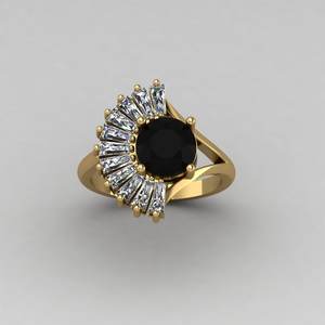 แหวนแต่งงานดีไซน์เนอร์ทรงมงกุฎประดับเพชร CZ 8 มม. และแบล็คออนิกซ์ ชุบทอง 18k เงินแท้ 925 ขายดีที่สุด - Product Image 3