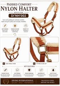 Cabestro ajustable de nailon premium para caballo con herrajes resistentes de Divine International - Product Image 4