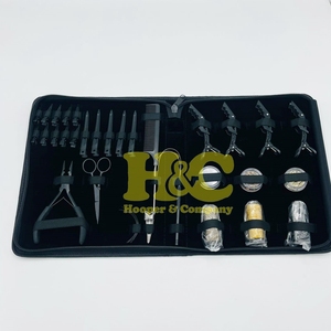 New Hair Extension <b>Tools</b> Commercial Use Stainless Steel Hair Extension <b>Tools</b> Black Pliers Micro Bead Scissors Comb Clip <b>Kit</b> <b>Bag</b> - Product Image 3
