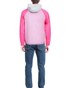 Chaqueta Deportiva para Hombre de Alta Calidad al por Mayor, 100% Poliéster, Transpirable, con Capucha, Cierre de Cremallera, Tallas Grandes, Cortavientos, Diseño Color Block, para Correr - Product Image 1