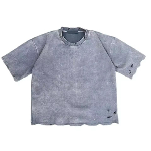 T-shirt personnalisé déchiré et vieilli, T-shirt vintage délavé pour homme, T-shirt ample et vieilli pour homme - Product Image 1