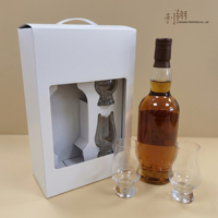 Caja de Regalo Blanca Autoarmable con Asa y Ventana, Materiales Reciclados, Cartón Corrugado con Relieve para Empaque de Vodka y Whisky